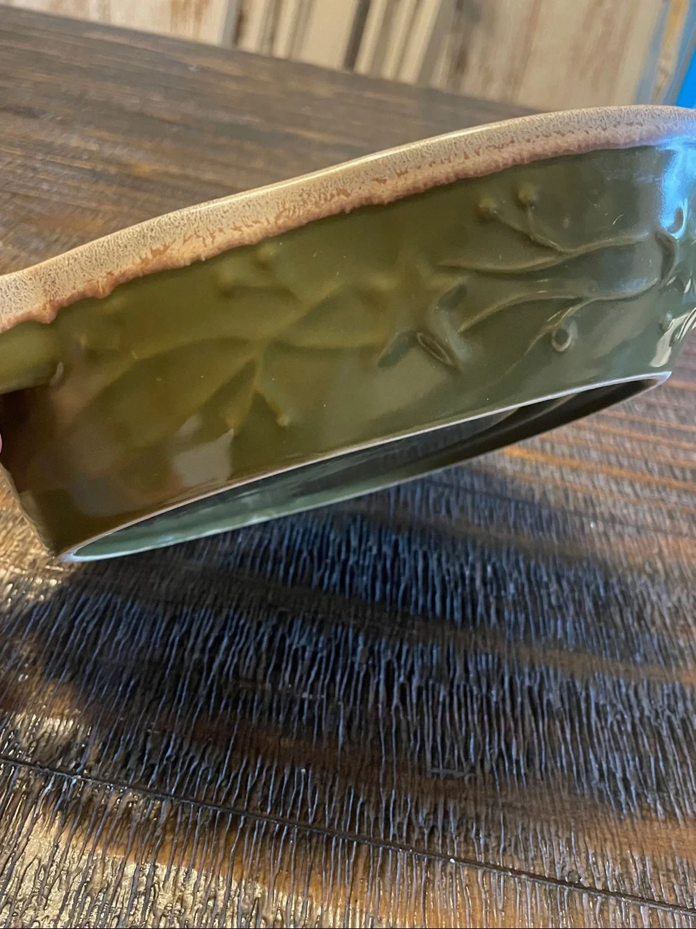 LTD Commodities Green Soup Cracker Bowl Chip & Dip, Drip Pottery Glaze Stoneware